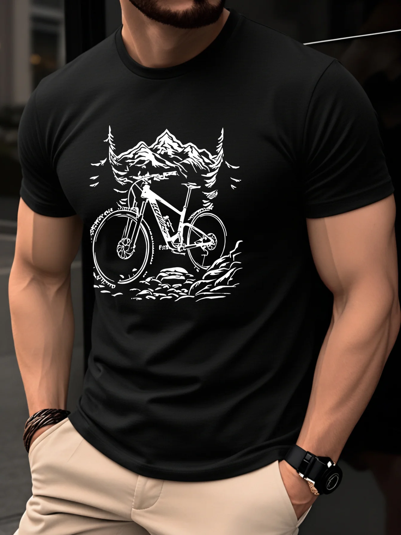 100%cotton men's T-shirt with  – Mountain Biking Holidays recenzja i cena