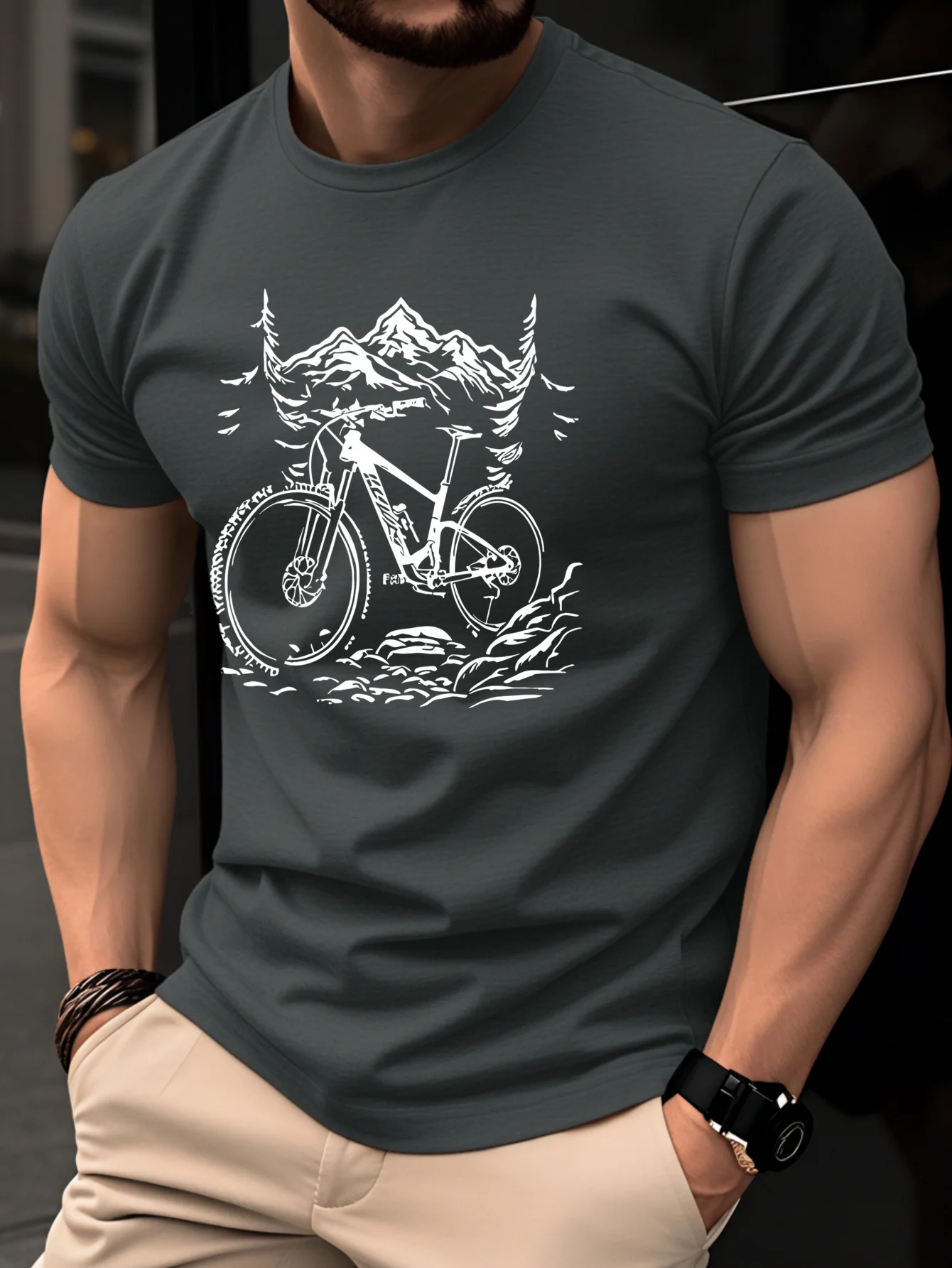 100%cotton men's T-shirt with  – Mountain Biking Holidays recenzja i cena