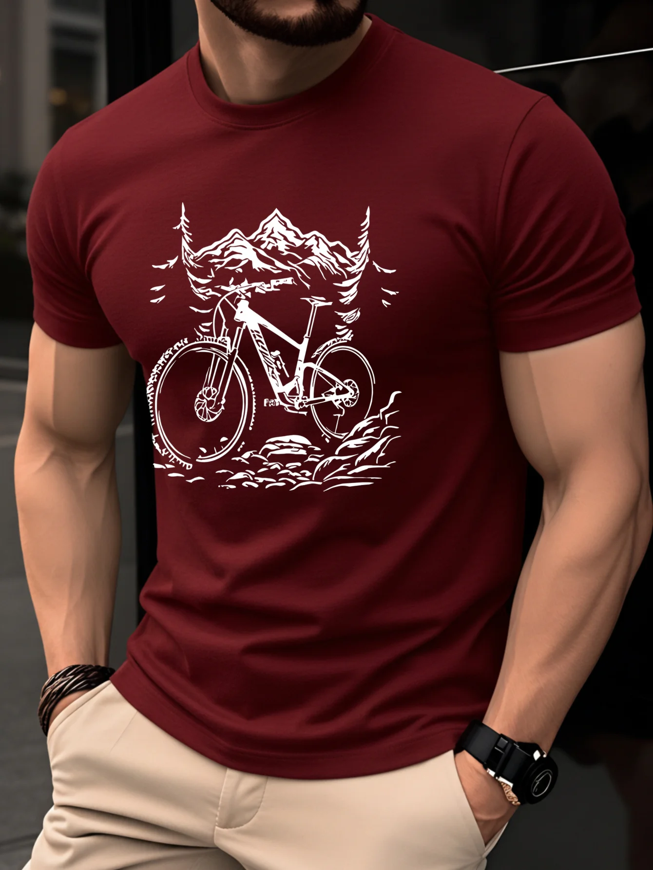100%cotton men's T-shirt with  – Mountain Biking Holidays recenzja i cena